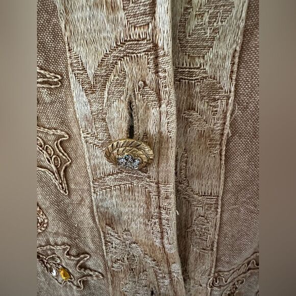 Flashback Vintage Embroidered Gypsy Whimsigoth Beaded Jacket Size L Petite - Picture 2 of 9